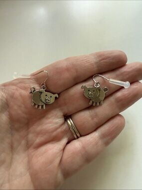Silver Pig Small Pets Earring Pair